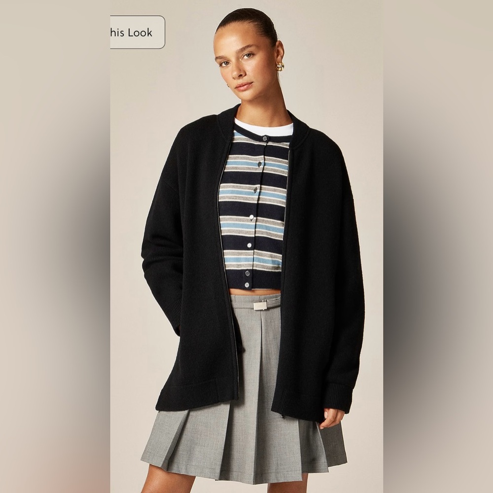 J.Crew Full-zip flight sweater-jacket in black